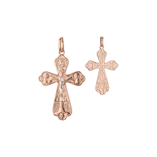 Eastern Orthodox Russian budded pendant in Rose Gold two tone, 14K Gold plating colors