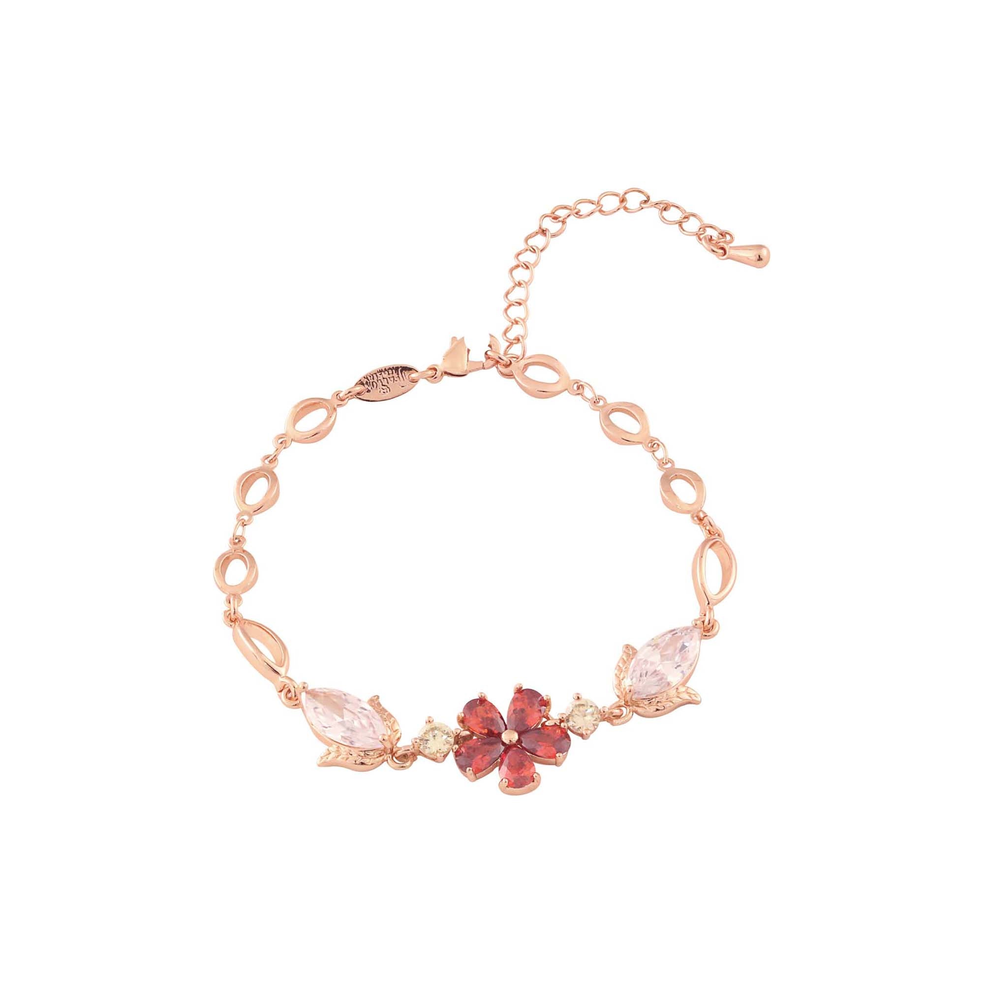 Pulseras de flores en racimo chapadas en oro rosa, oro de 14 k