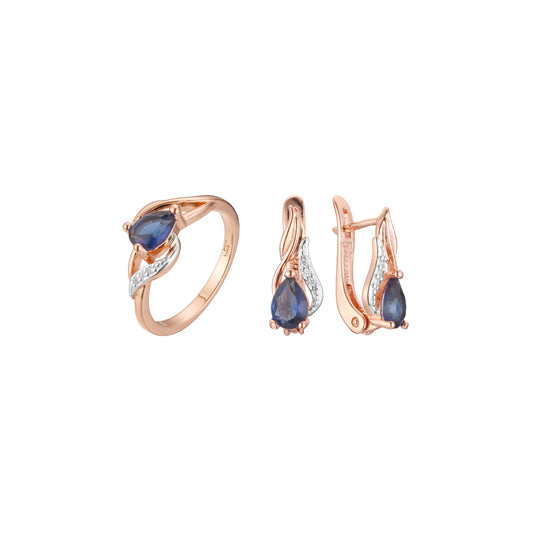 Solitario de dos tonos en oro rosa con piedra azul engastada