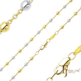 Correntes de contas de elo de cabo banhadas em ouro branco, ouro 14K, ouro rosa, dois tons