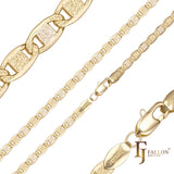 Graphite textured Mariner link 14K Gold, two tone, Rose Gold chains plated in 14K Gold, two tone