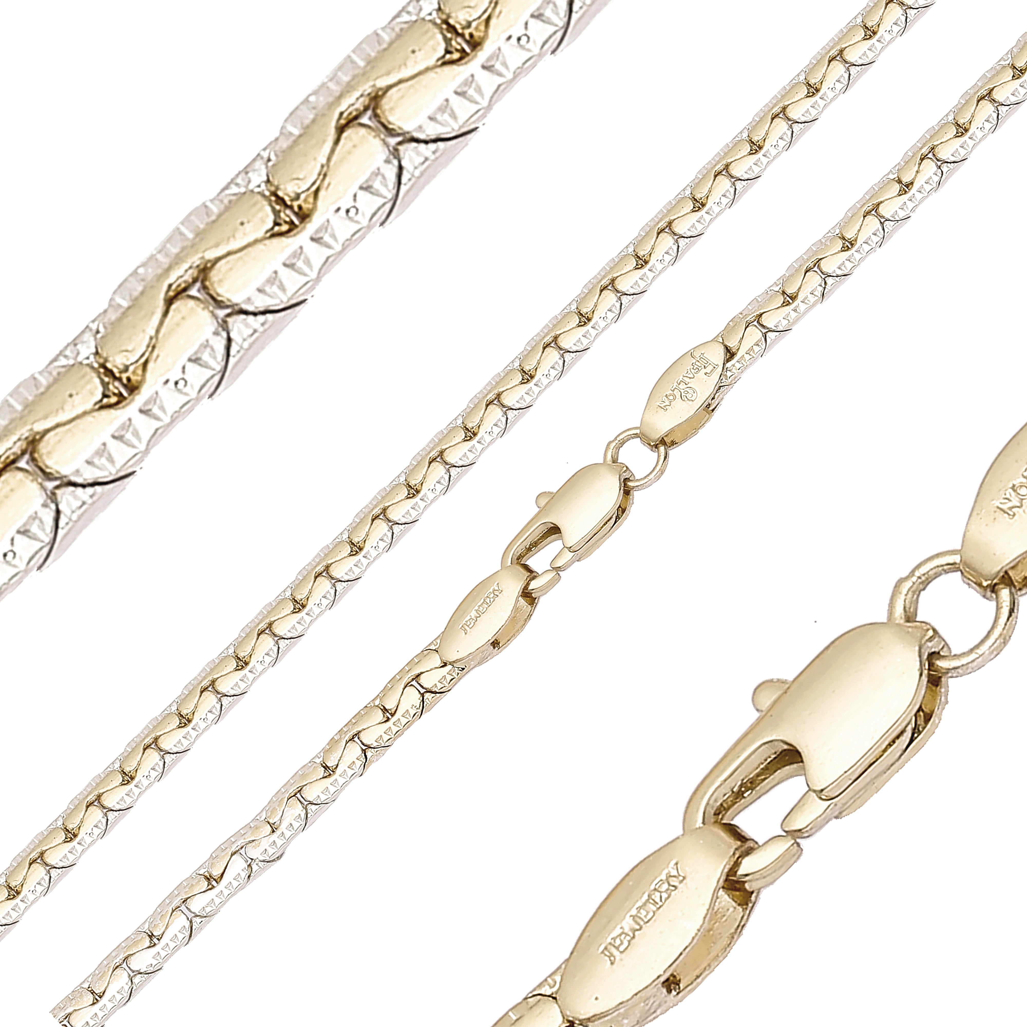 ファンシー C リンク ドット ハンマード 14K ゴールド、ローズゴールド ツートーン チェーン CRLH