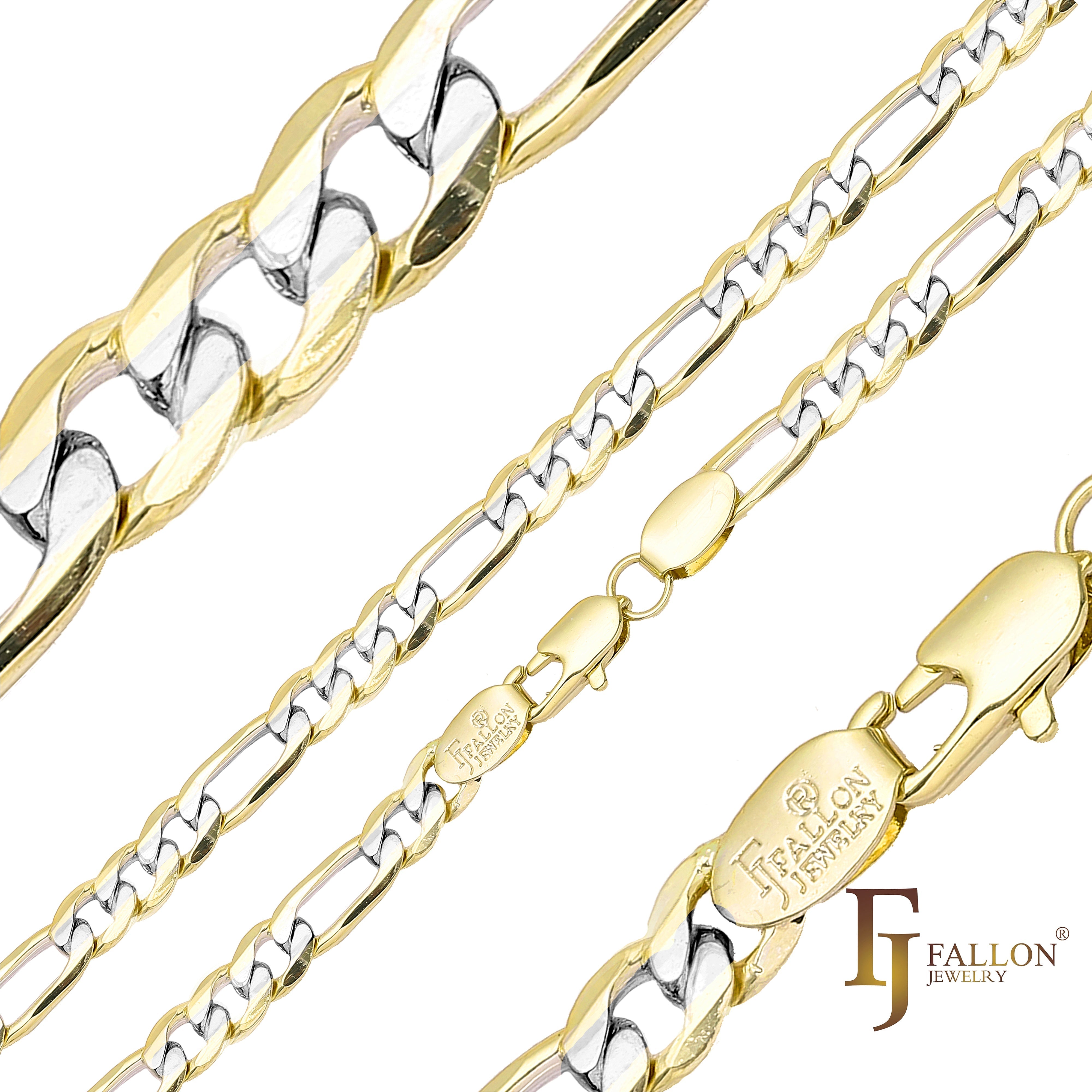 クラシック フィガロ リンク 14K ゴールド ツートン チェーン [細い 2mm-5mm]