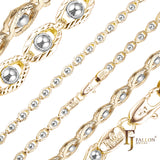 Eyes beads fancy link chains plated in 14K Gold, Rose Gold, two tone
