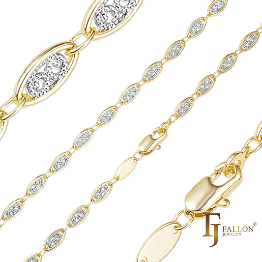 Cadenas de eslabones ovalados de dos tonos en oro rosa de 14 quilates y Cloud Fancy