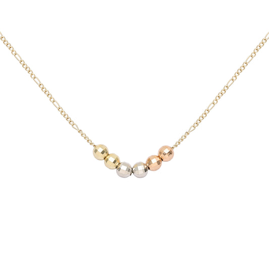 Colares de seis contas folheados a ouro 14K, ouro rosa, três tons