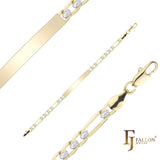 Figaro enlace ondulado martillado 14K oro grabable Pulseras de identificación para hombres
