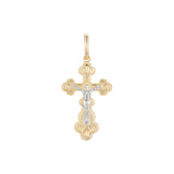 Eastern Orthodox Russian budded pendant in 14K Gold, Rose Gold two tone & White Gold plating colors