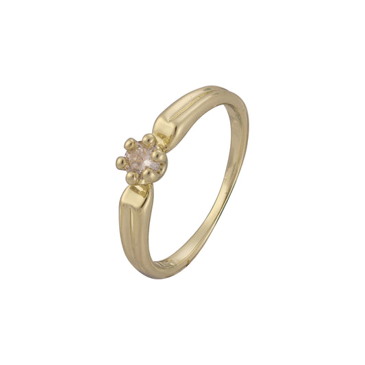 Anillo solitario con garras en oro blanco de 14 quilates y oro rosa.