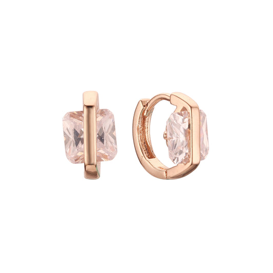 Aretes Huggie en Oro de 14K, baño de Oro Rosa colores
