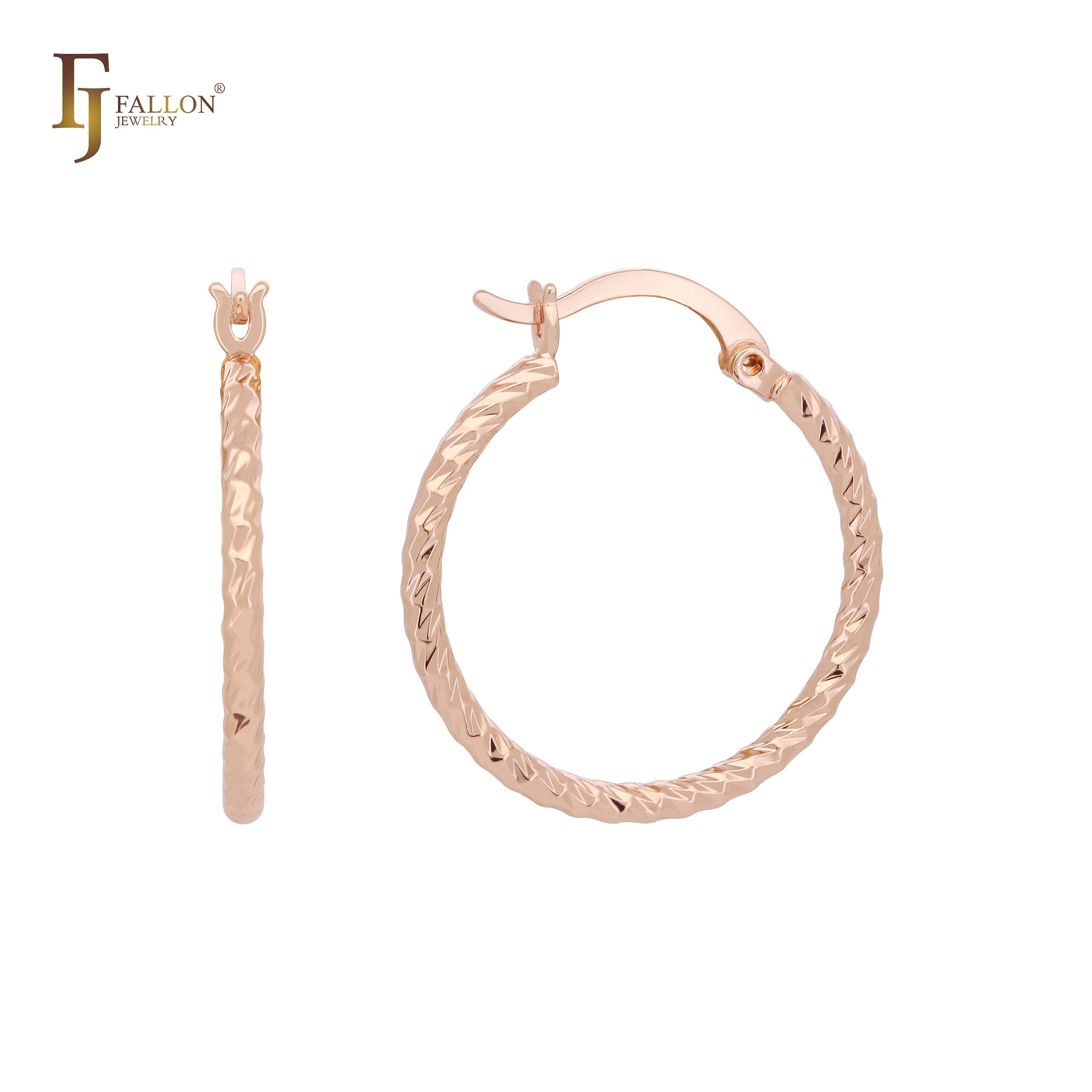 Серьги-кольца из крученой веревки с текстурой из 14-каратного золота, розового золота, белого золота