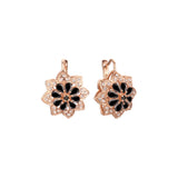 Aretes de flor de racimo de girasol en colores de baño de Oro 14K, oro blanco, oro rosa