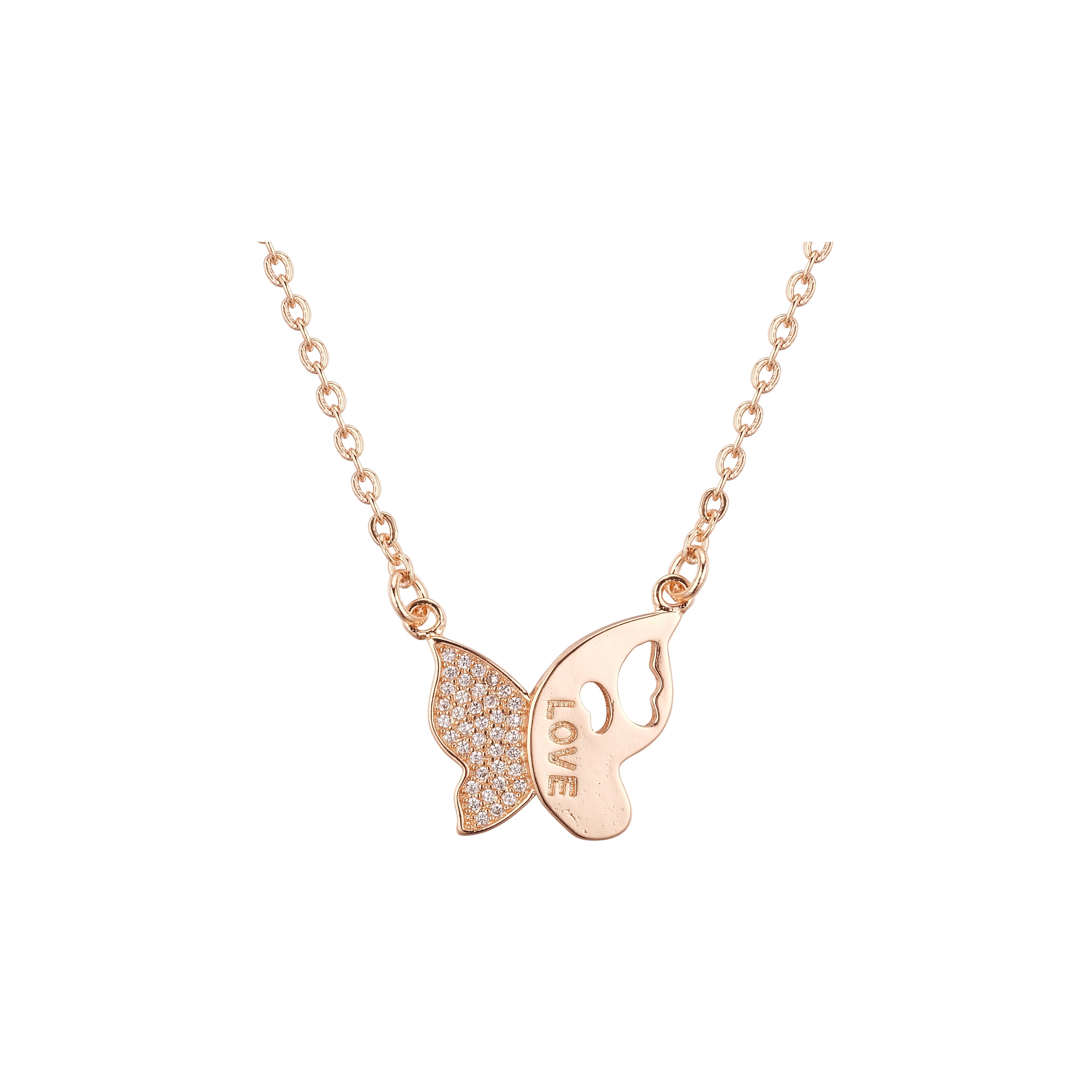 collares de mariposa de oro rosa