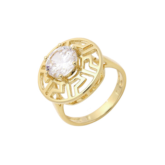 Solitario de filigrana con piedras redondas grandes en colores baño de Oro 18K, Oro 14K, Oro Rosa