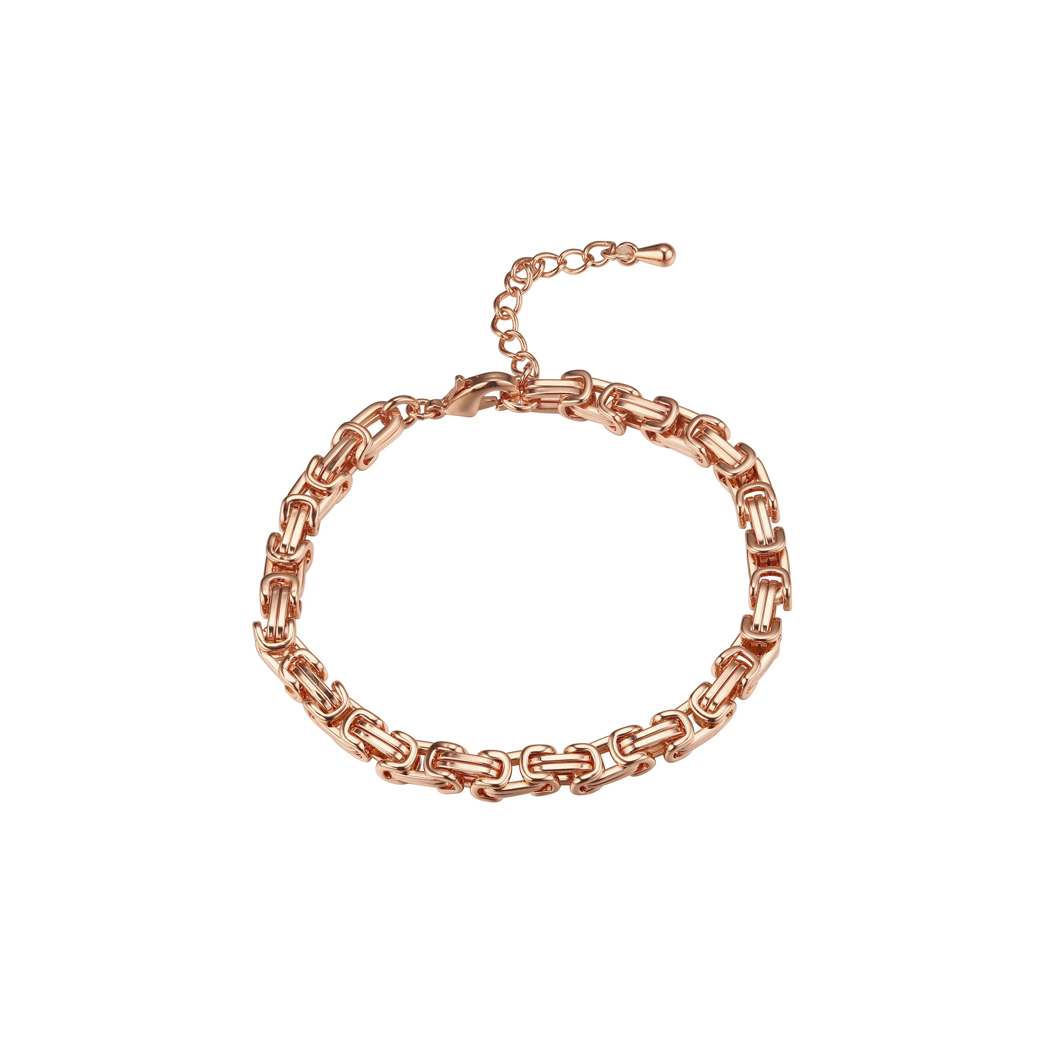 Pulseras de eslabones bizantinos chapados en oro rosa