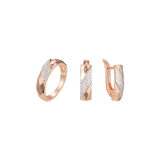 Conjunto de adoquines de moda de dos tonos de oro rosa
