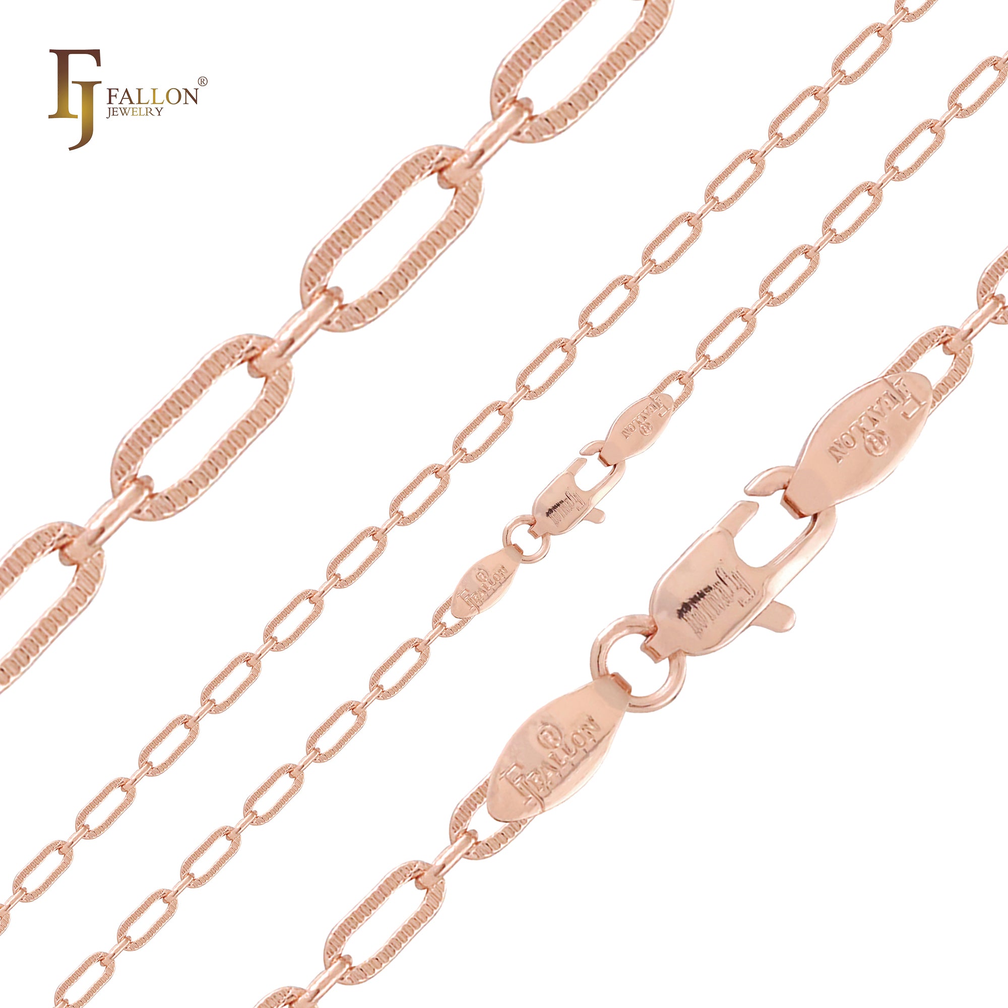 Enlace de clip martillado texturizado Oro de 14 quilates, cadenas de oro rosa