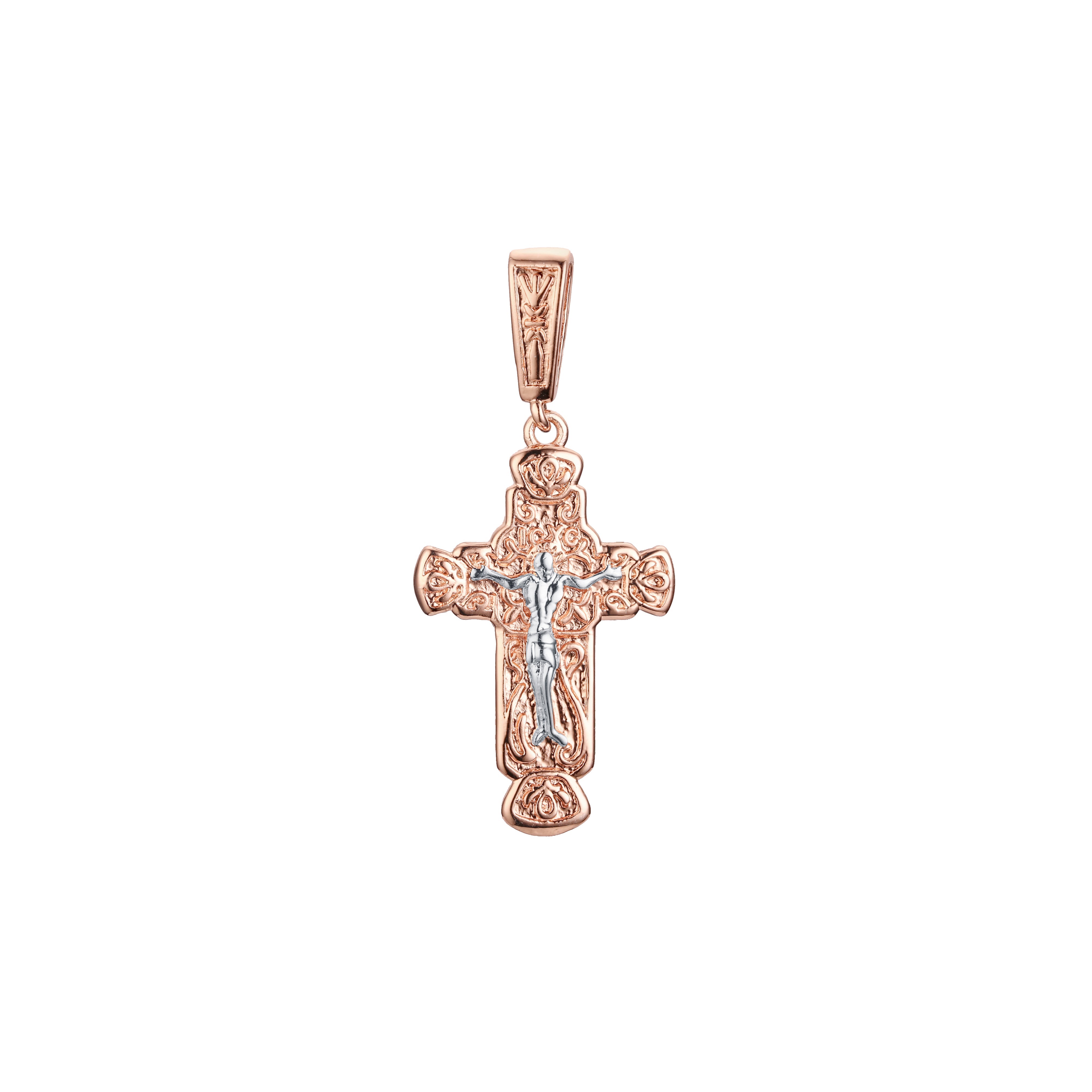 Eastern Orthodox Russian budded pendant in Rose Gold two tone, 14K Gold plating colors