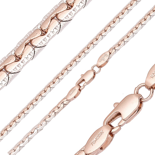 Fancy C link dot hammered 14K Gold, Rose Gold two tone chains CRLH