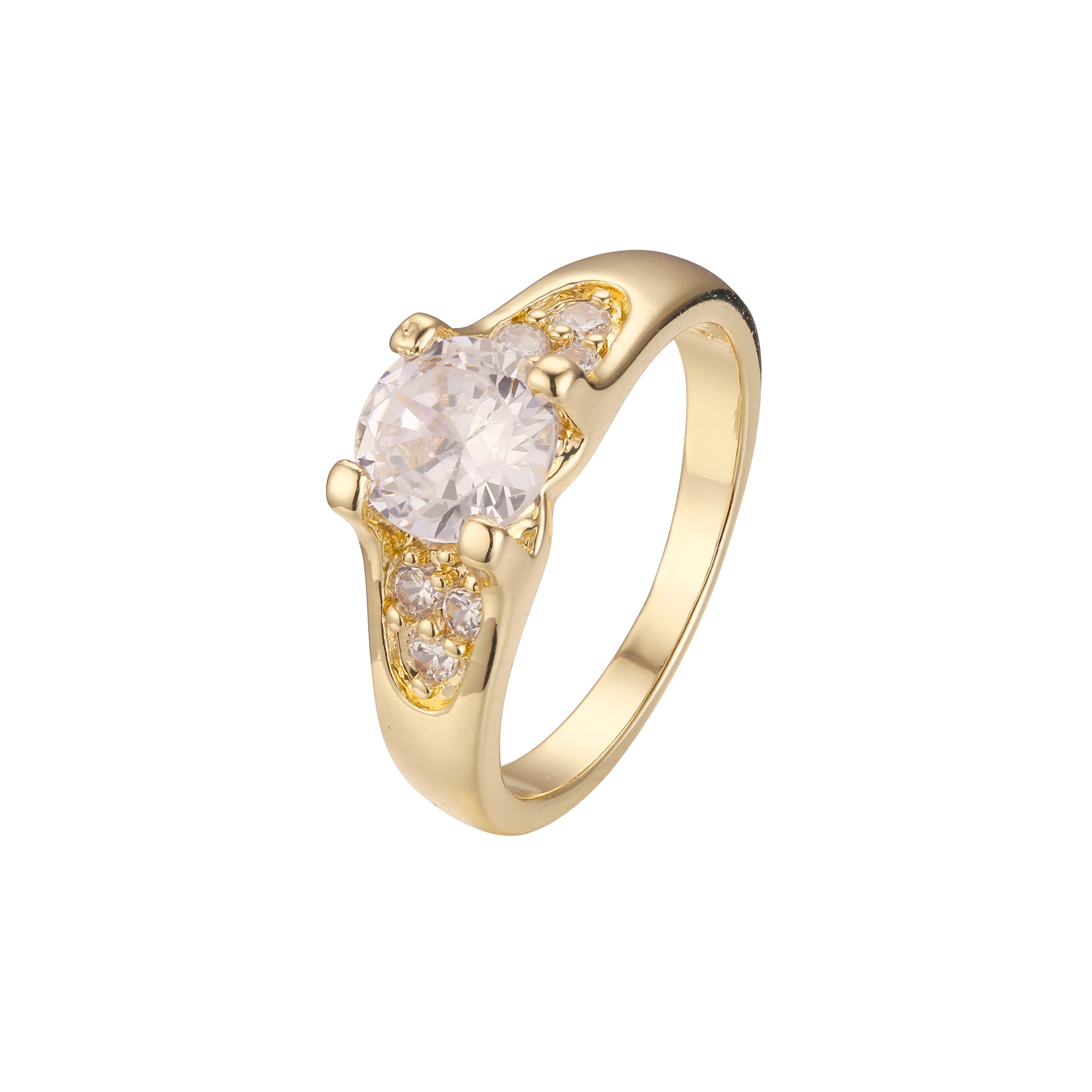 Anillos Solitario en Oro de 14K, baño de Oro Rosa colores