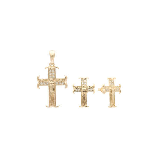 Cruz engastada en Oro 14K, Oro Rosa