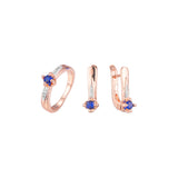 Modisches Cluster-Schmuckset mit seeblauen Ringen, plattiert in Ros¨¦goldfarben