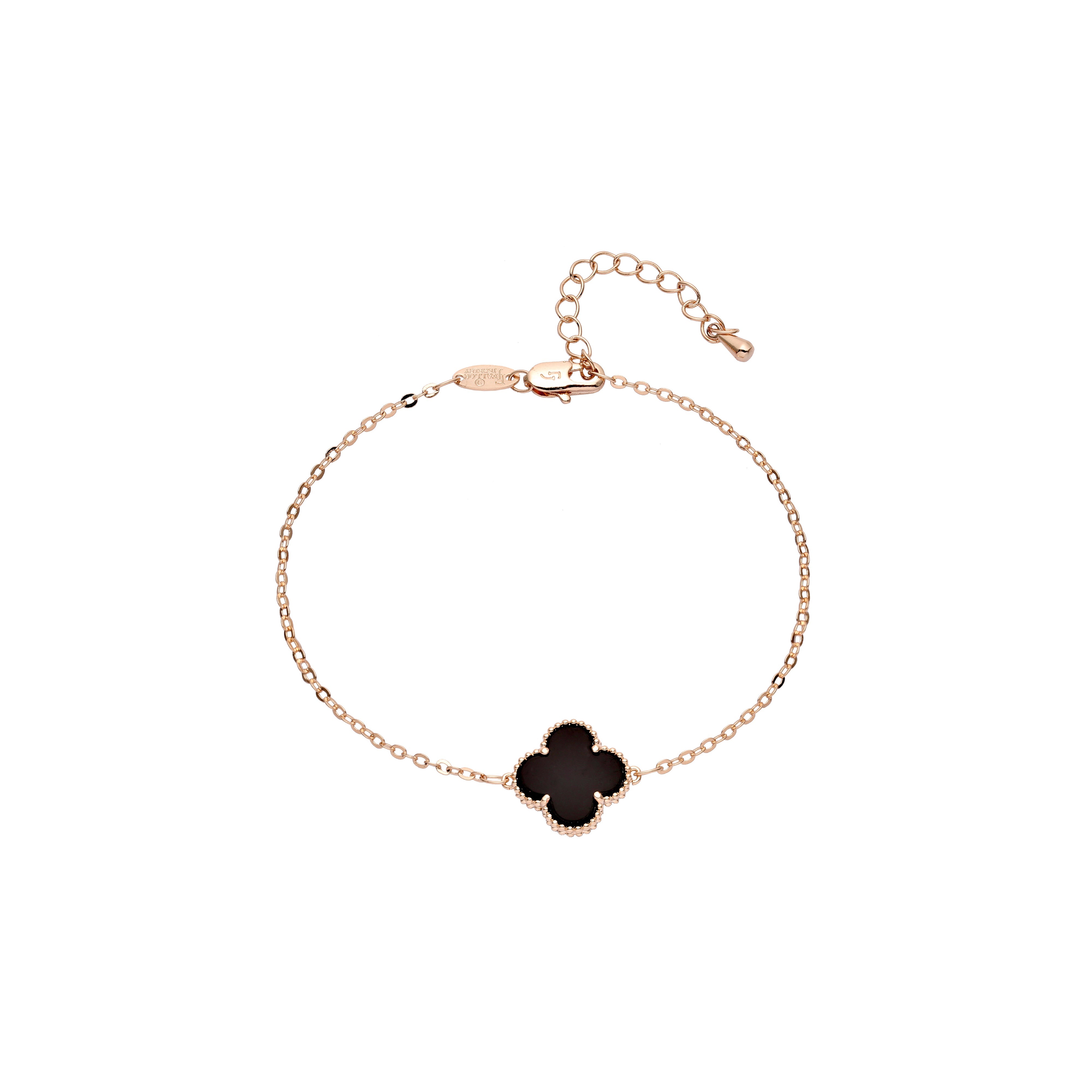 Pulseras de tréboles negros bañados en Oro de 14K, colores Oro de 18K