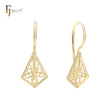 Pendientes de gancho de alambre con rombos de filigrana en oro de 14 quilates, oro rosa y oro blanco