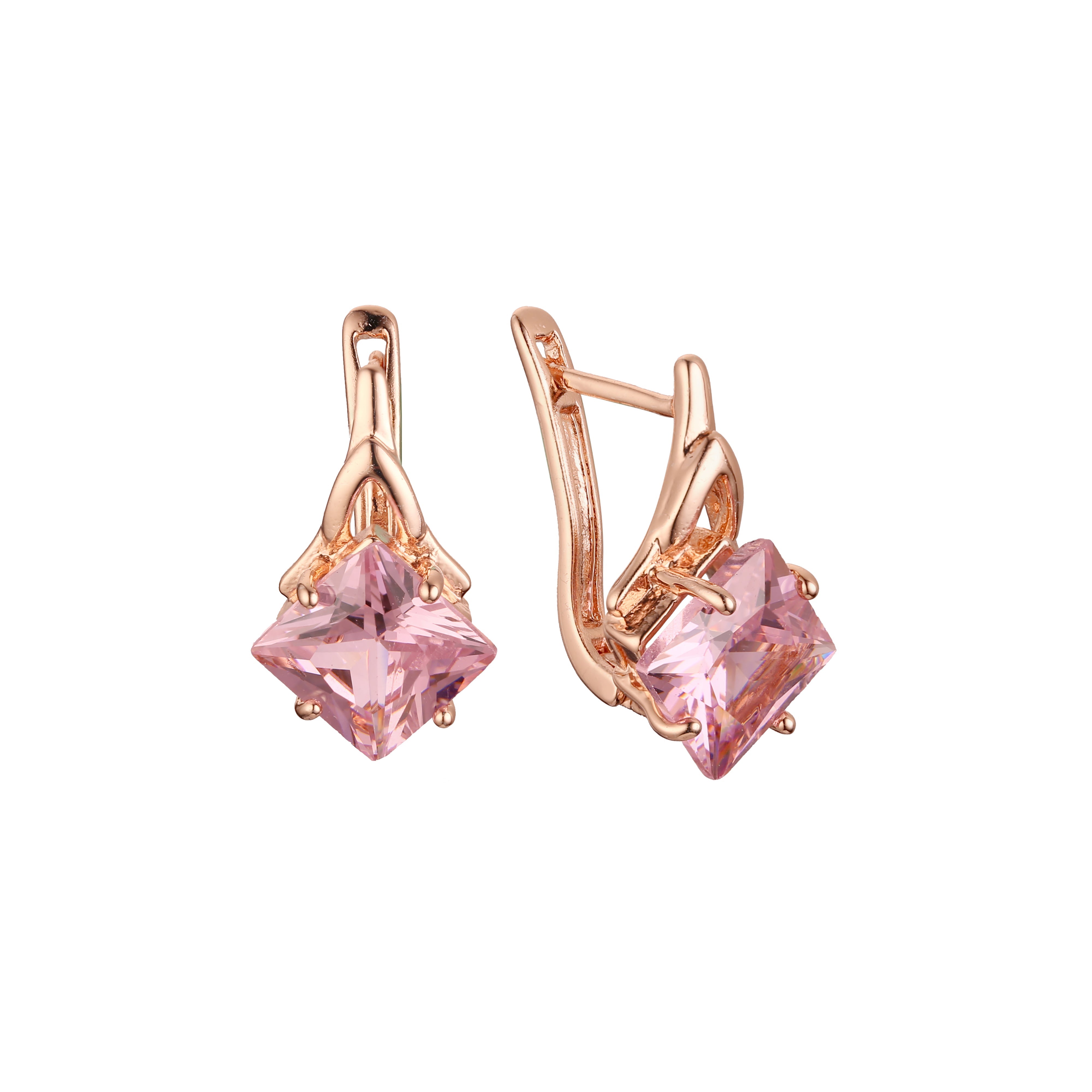 Aretes en Oro 14K, Oro Blanco, Baño en Oro Rosa colores