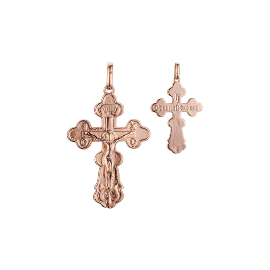Eastern Orthodox Russian budded pendant in Rose Gold two tone, 14K Gold plating colors