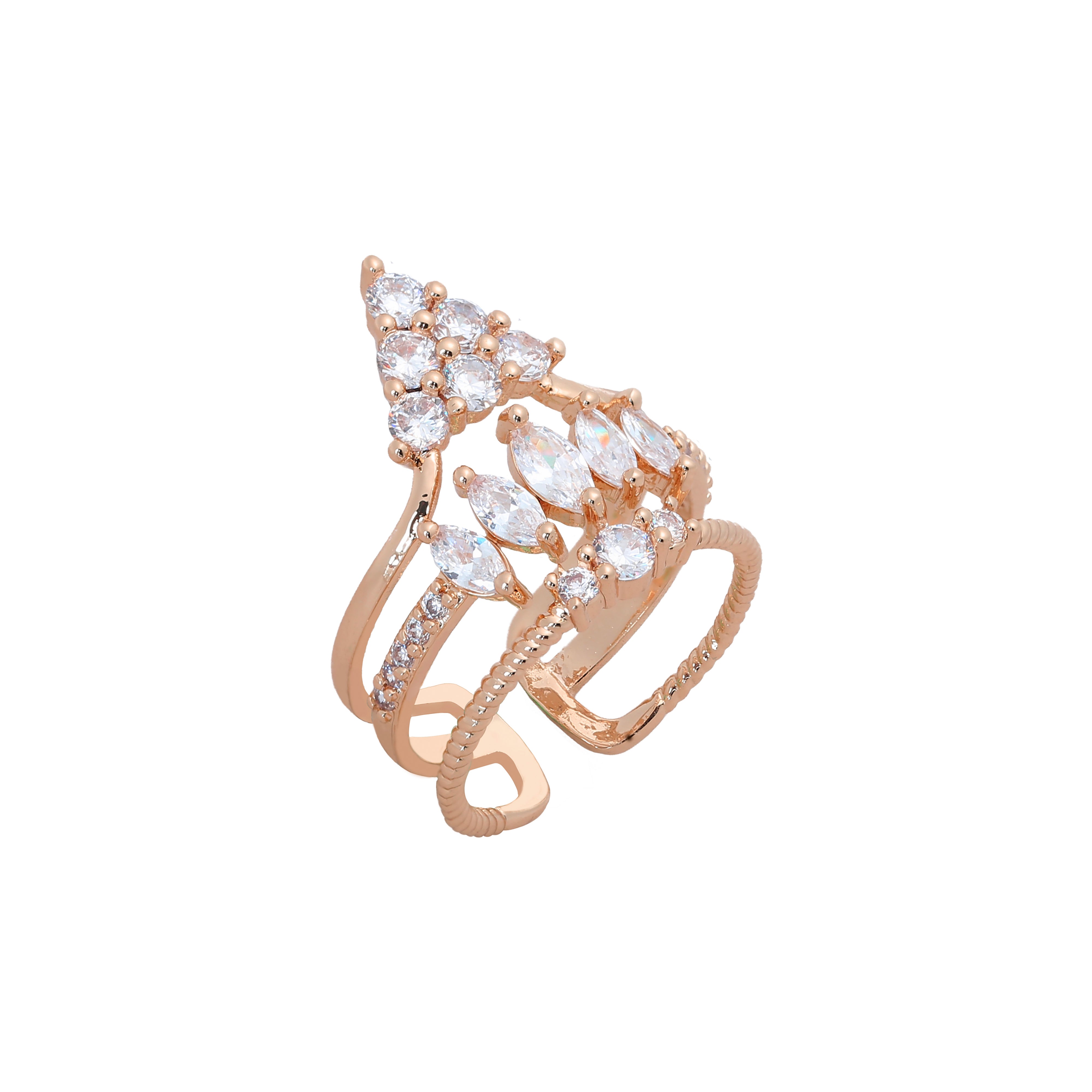 Anillos abiertos Trinity cluster en Oro de 14K, colores baño de Oro Rosa