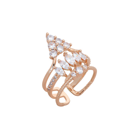 Anillos abiertos Trinity cluster en Oro de 14K, colores baño de Oro Rosa