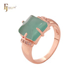 Anillos solitarios de oro rosa con circonita cúbica redondeada cuadrada