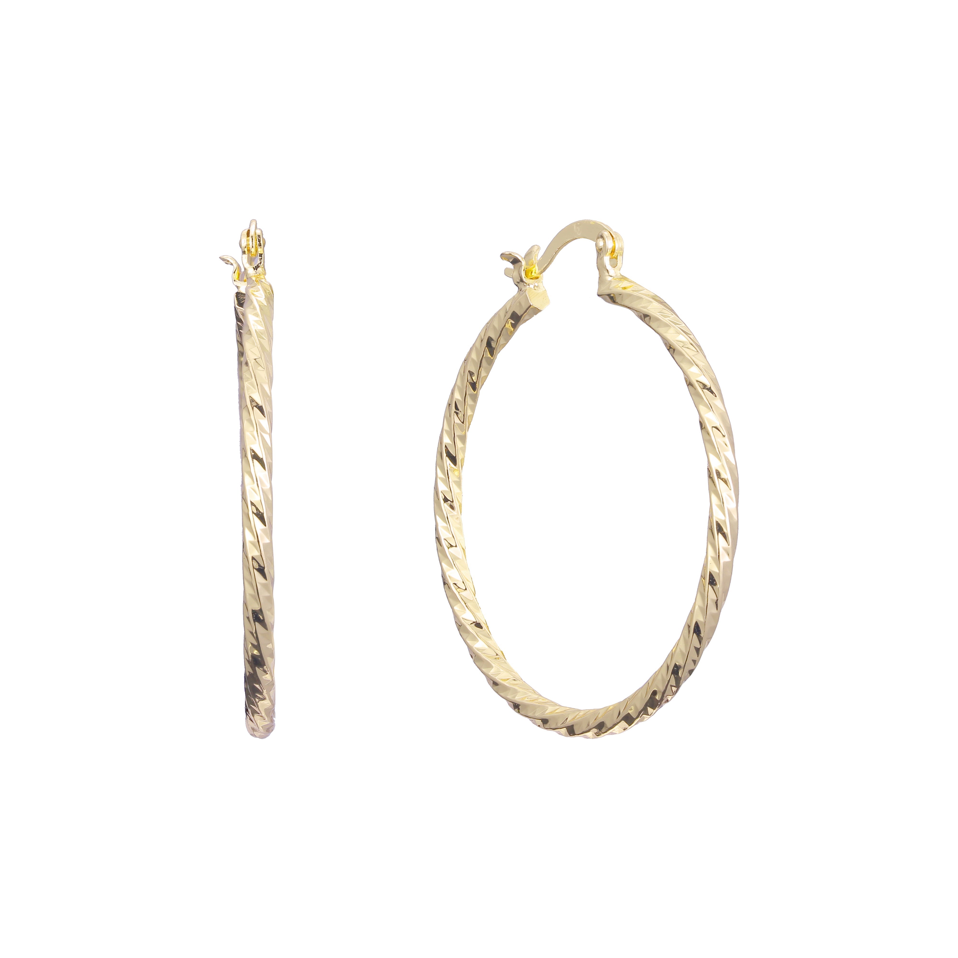 14K ゴールド フープ イヤリング