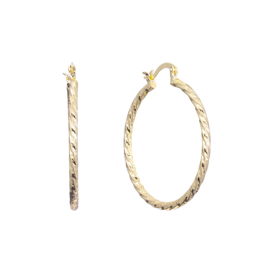 14K ゴールド フープ イヤリング