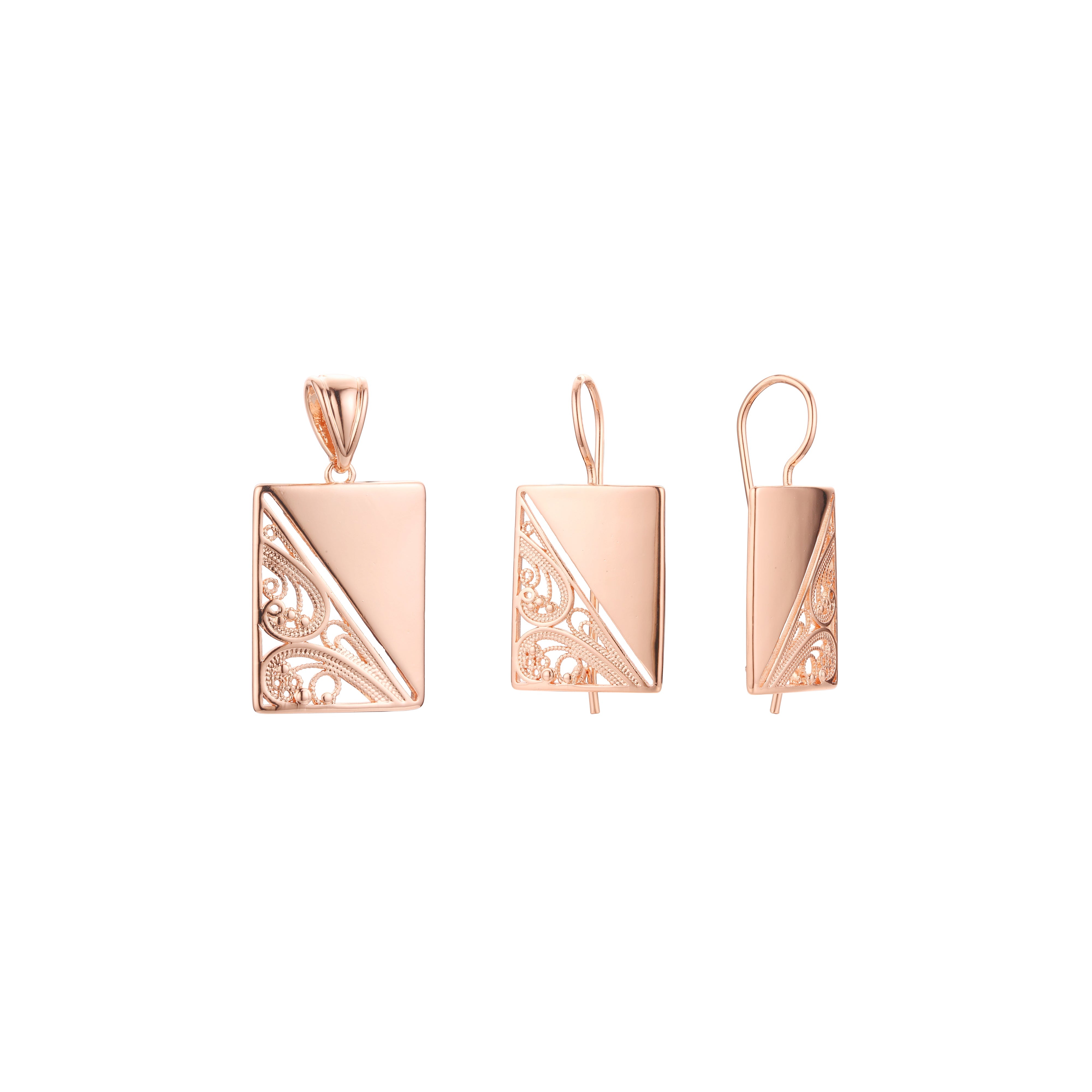 Conjunto de filigrana renacentista de oro rosa