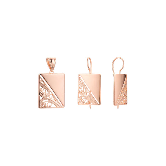 Conjunto de filigrana renacentista de oro rosa