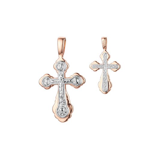Eastern Orthodox Russian budded pendant in Rose Gold two tone, 14K Gold plating colors