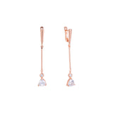 Aretes solitarios colgantes largos bañados en Oro de 14K, colores Oro Rosa
