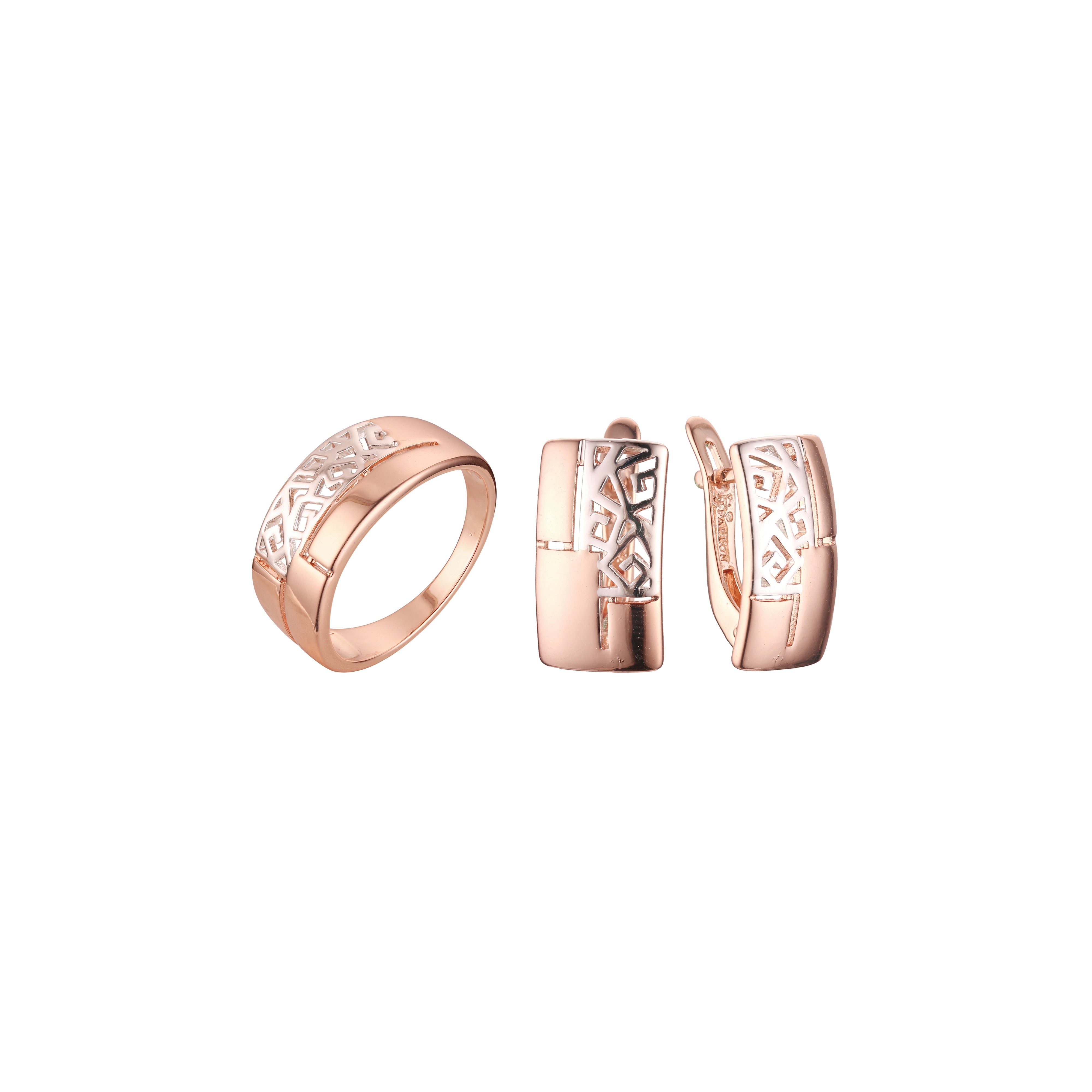 Conjunto rectangular de dos tonos de oro rosa