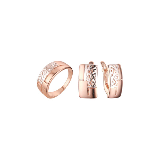 Conjunto rectangular de dos tonos de oro rosa