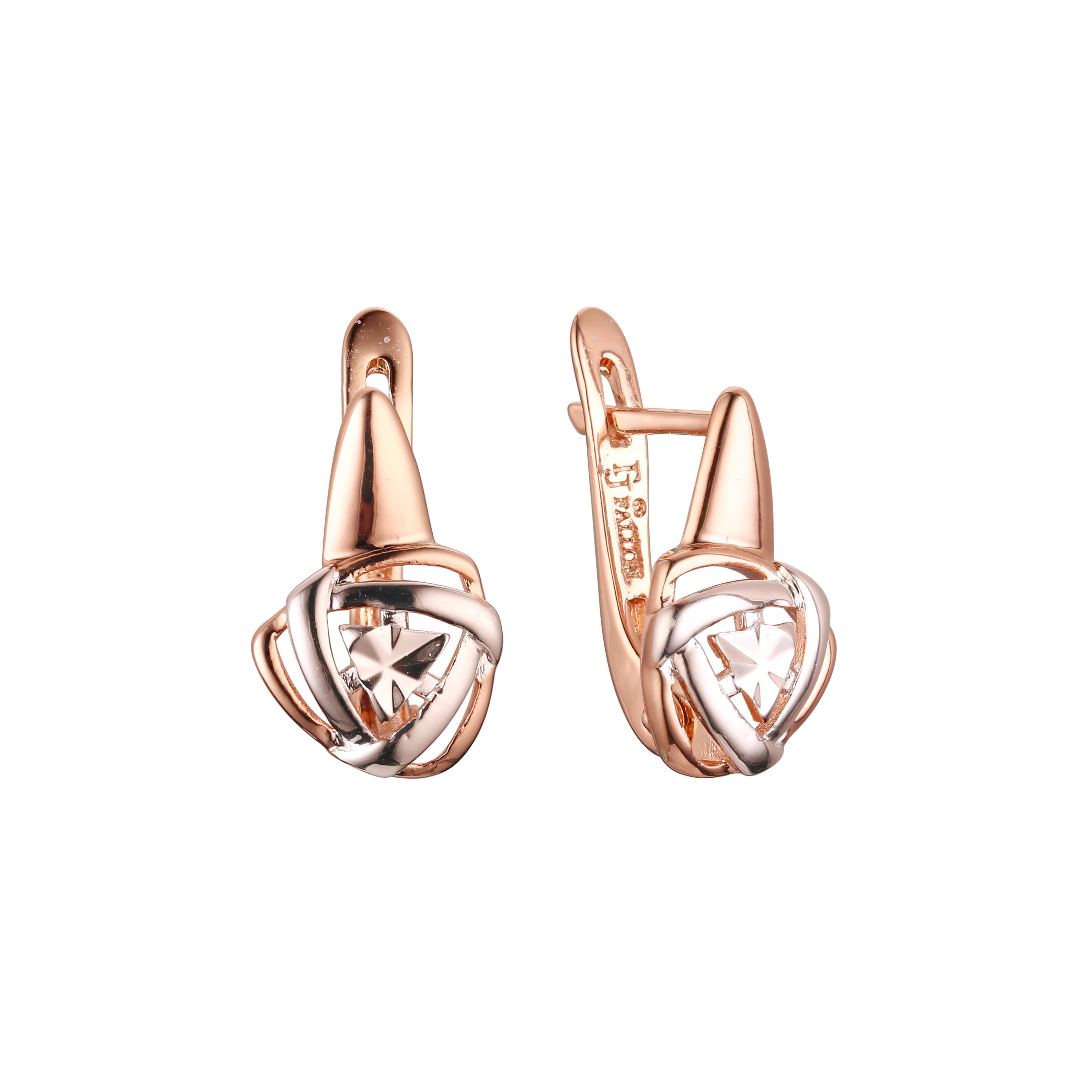 Pendientes en Oro Rosa, baño de dos colores