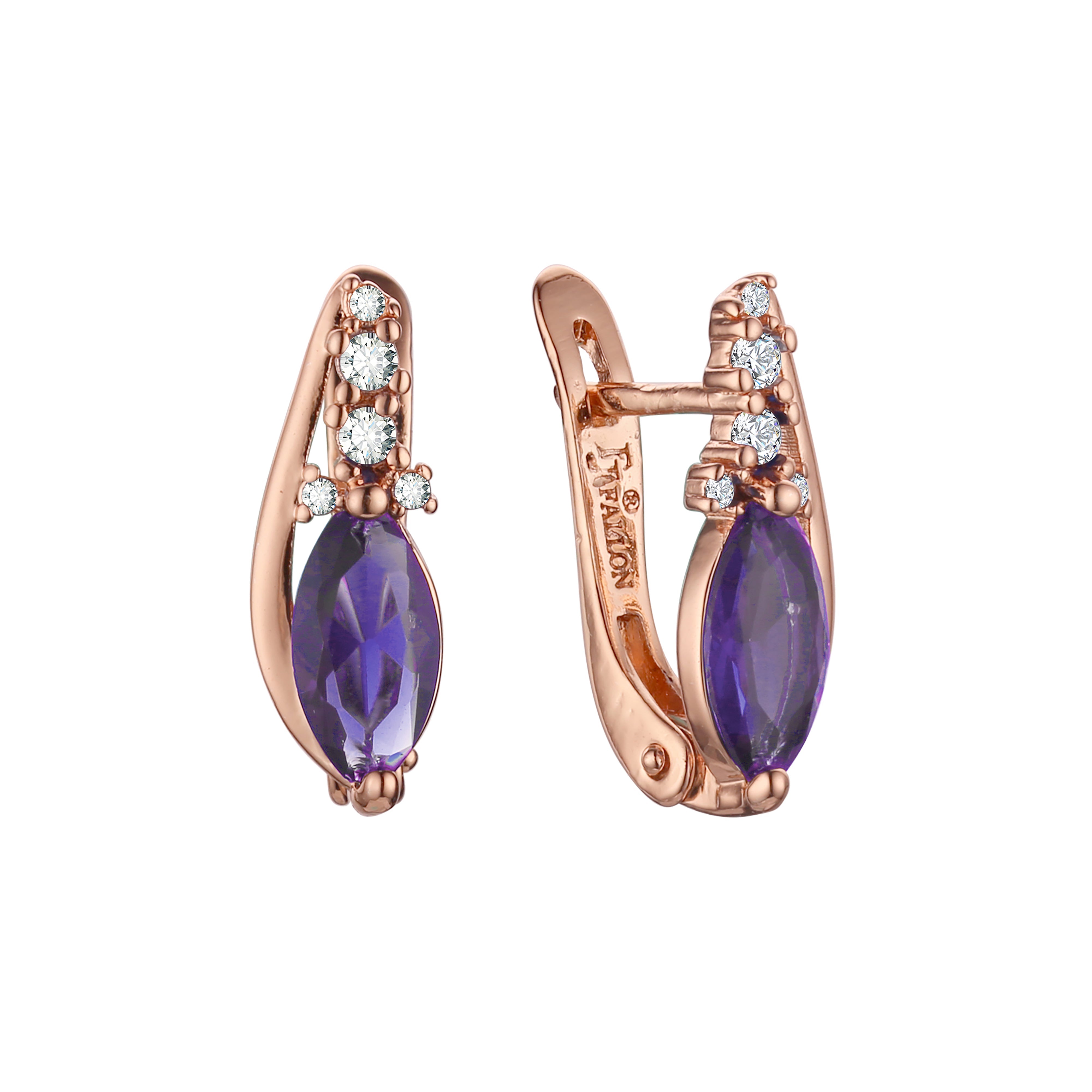 Серьги Solitaire Marquise CZ Rose Gold, White Gold