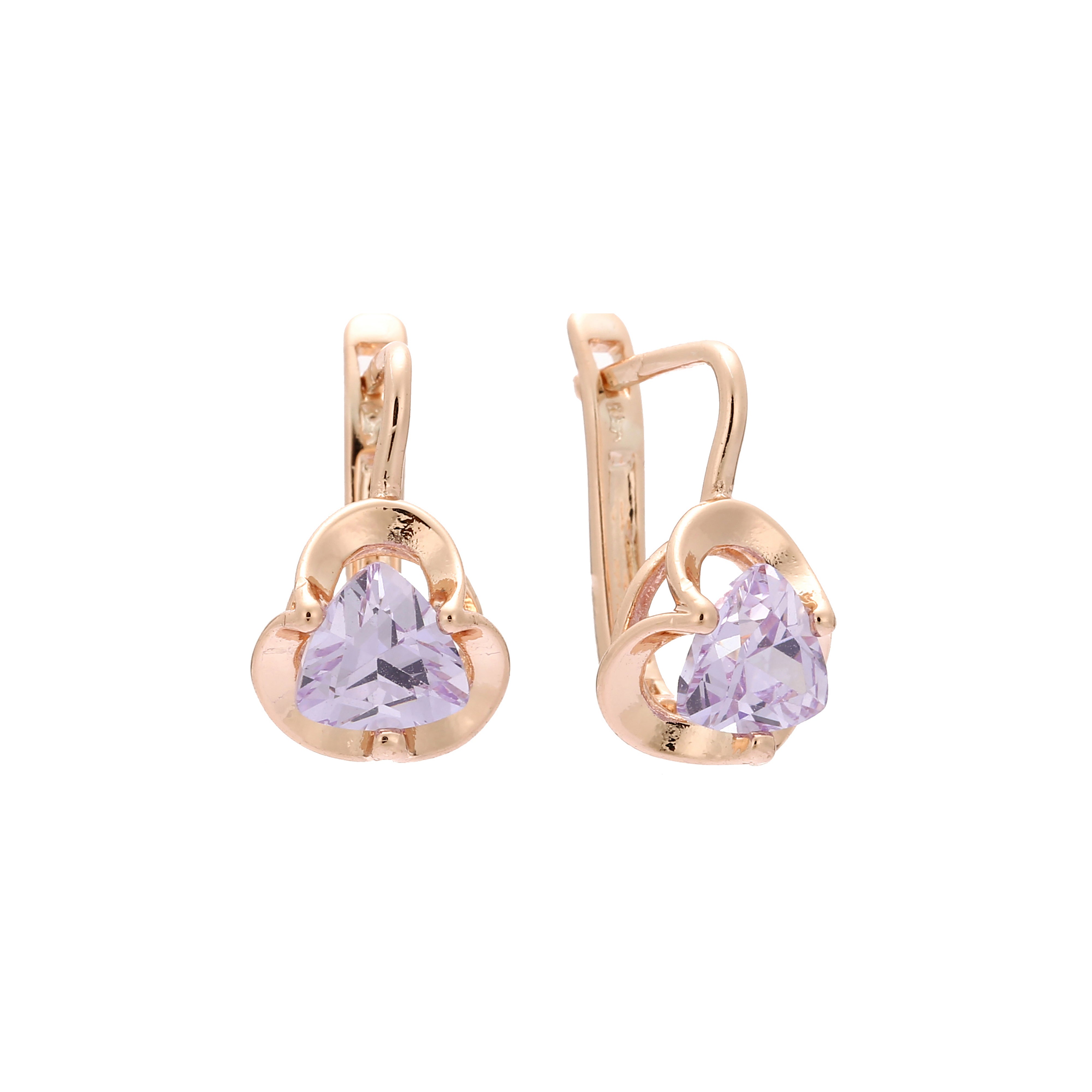 .Pendientes de circonita blanca con solitario con garras de oro rosa