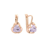 .Pendientes de circonita blanca con solitario con garras de oro rosa