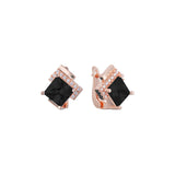Aretes solitarios de piedra grande talla esmeralda en colores baño de Oro 14K, Oro 18K, Oro Rosa