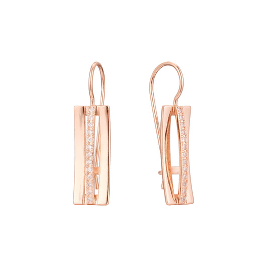 Aretes de gancho de alambre en Oro 14K, oro rosa, baño de dos colores