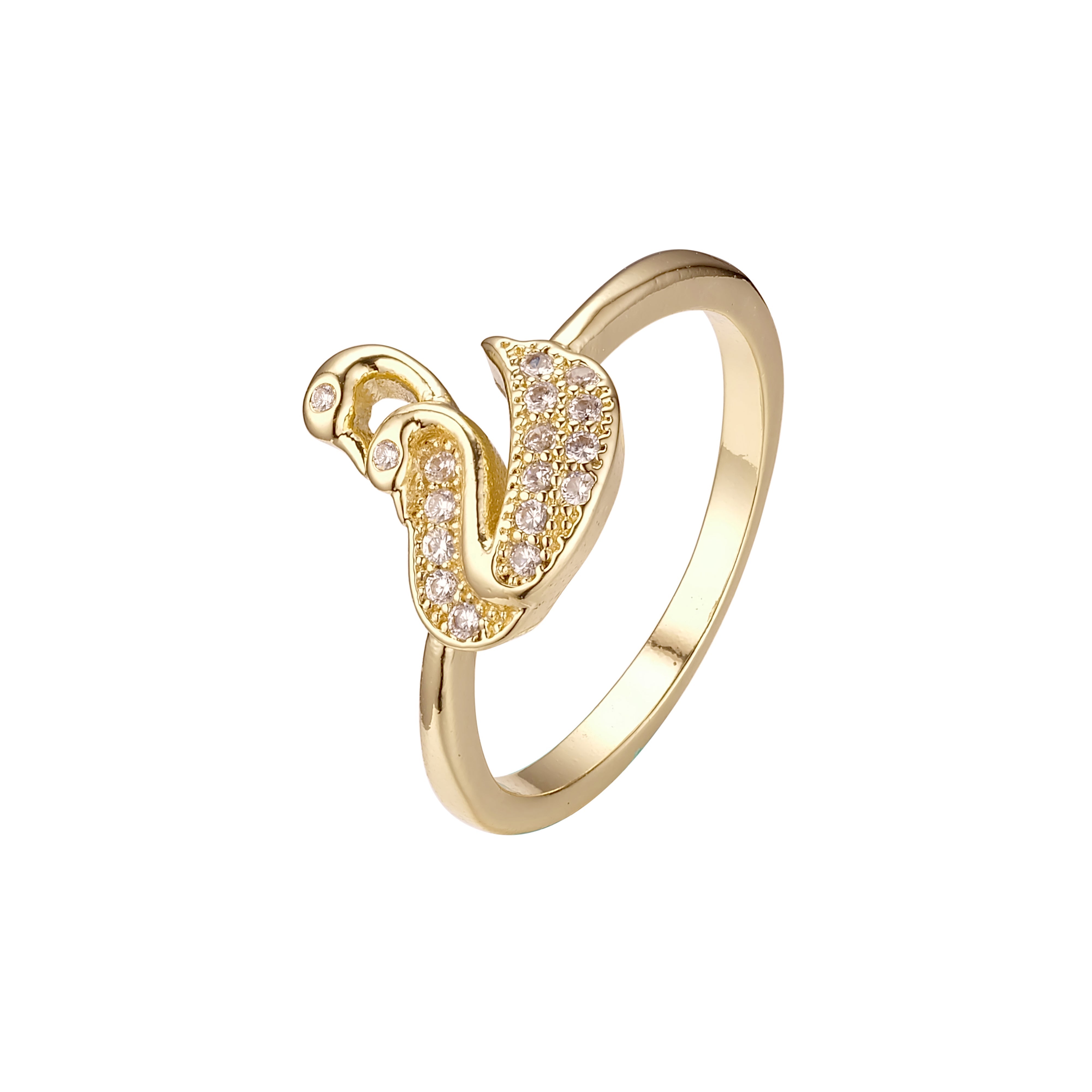 Anillos de cisne dobles de Oro 14K
