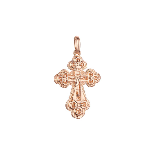 Eastern Orthodox Russian budded pendant in Rose Gold two tone, 14K Gold plating colors