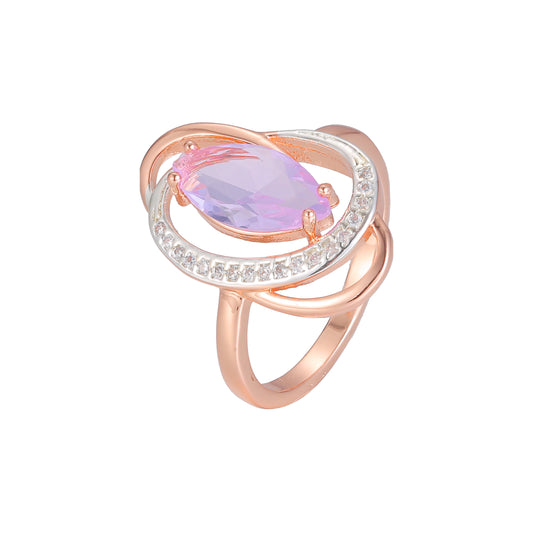 Двухцветные кольца-солитеры Marquise из Красное золото 585 пробы